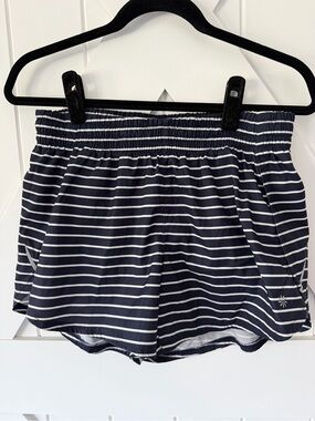 Athleta Navy and White Striped Athletic Shorts